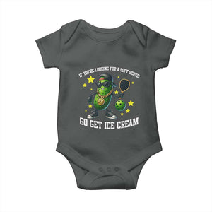 Funny Pickle Playing Pickleball Baby Onesie If You Want Soft Serve Eat Ice Cream TS12 Dark Heather Print Your Wear