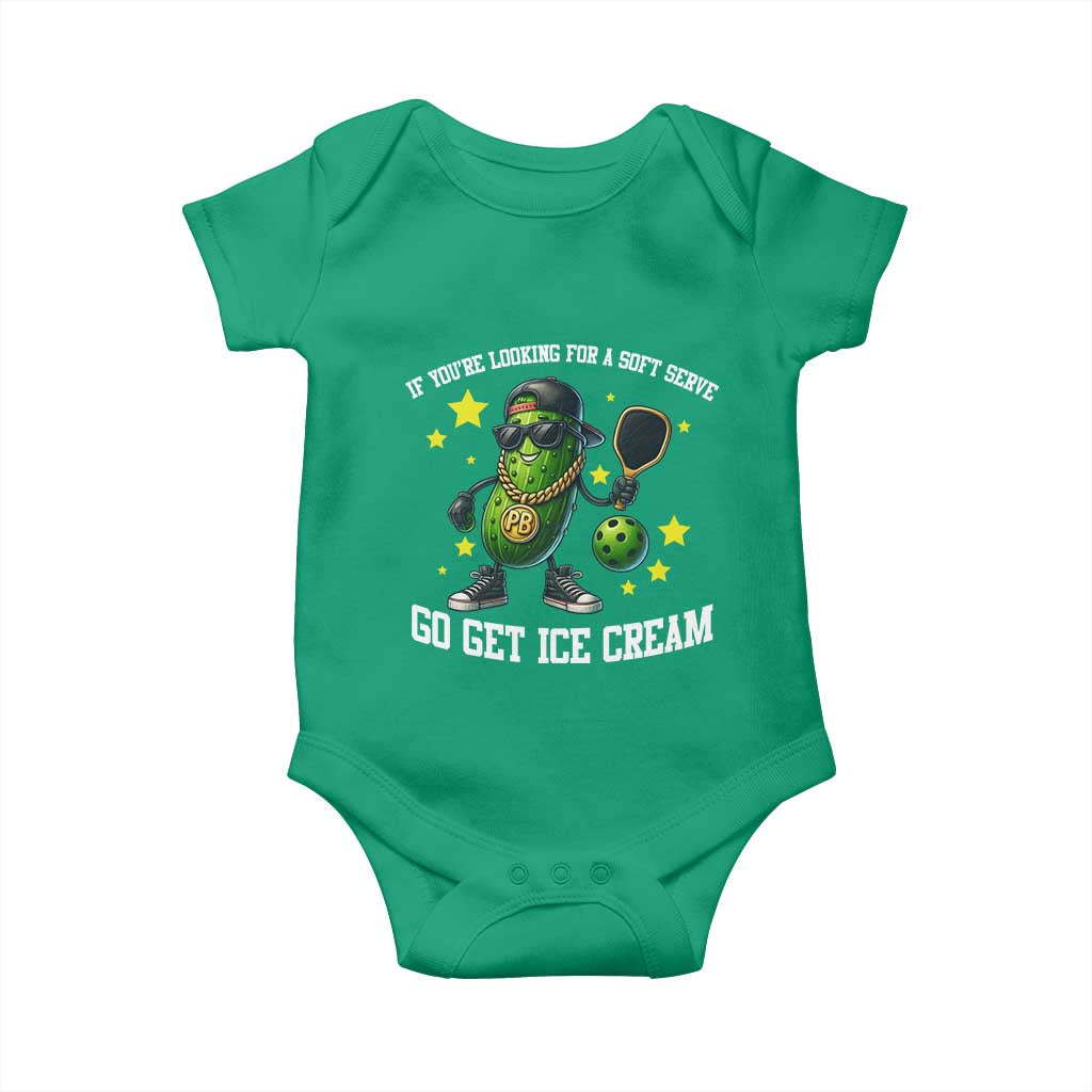 Funny Pickle Playing Pickleball Baby Onesie If You Want Soft Serve Eat Ice Cream TS12 Irish Green Print Your Wear