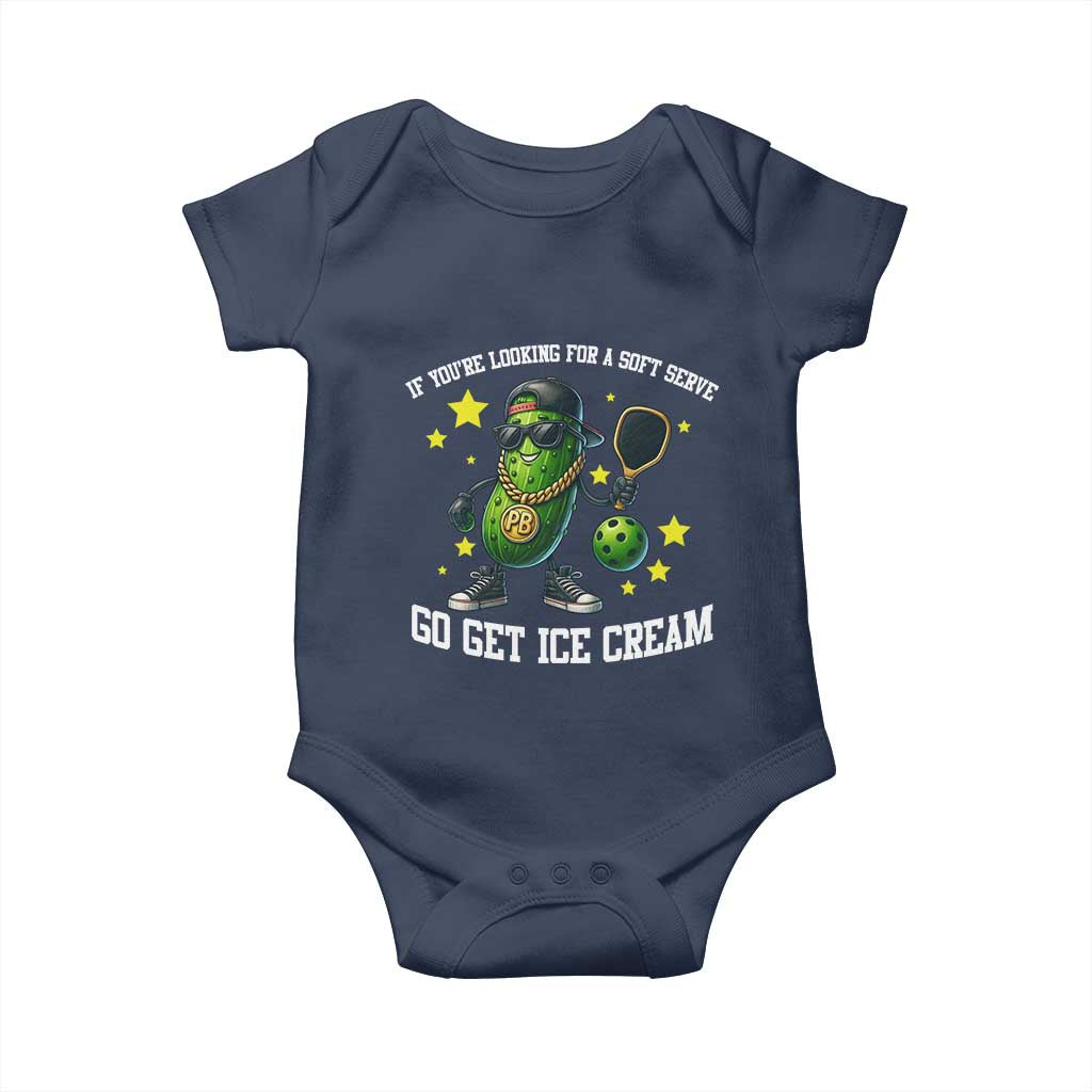 Funny Pickle Playing Pickleball Baby Onesie If You Want Soft Serve Eat Ice Cream TS12 Navy Print Your Wear