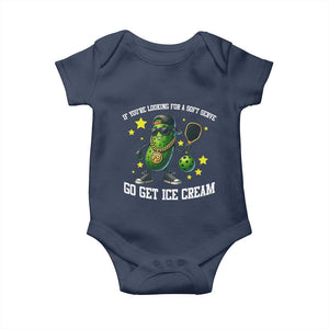 Funny Pickle Playing Pickleball Baby Onesie If You Want Soft Serve Eat Ice Cream TS12 Navy Print Your Wear