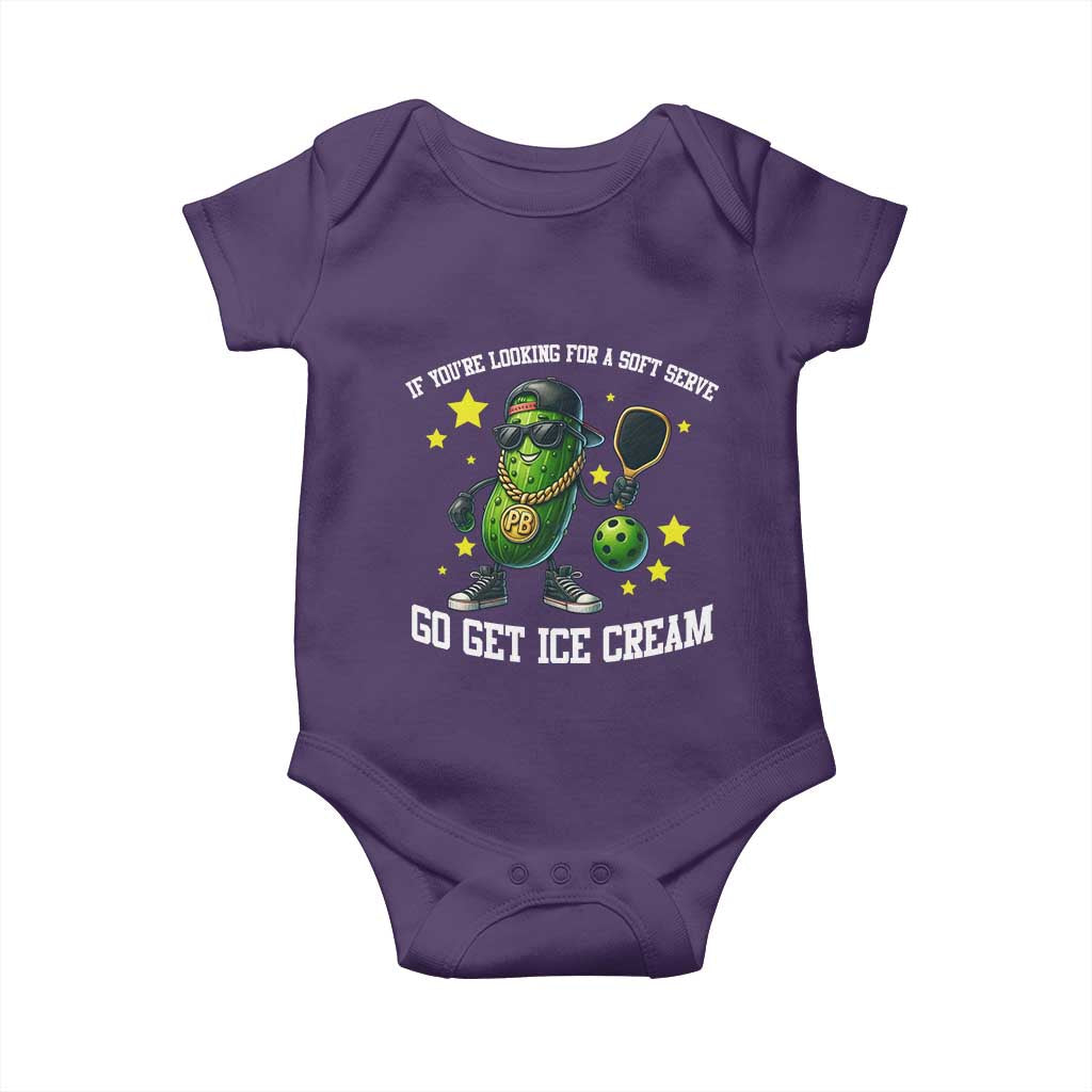 Funny Pickle Playing Pickleball Baby Onesie If You Want Soft Serve Eat Ice Cream TS12 Purple Print Your Wear