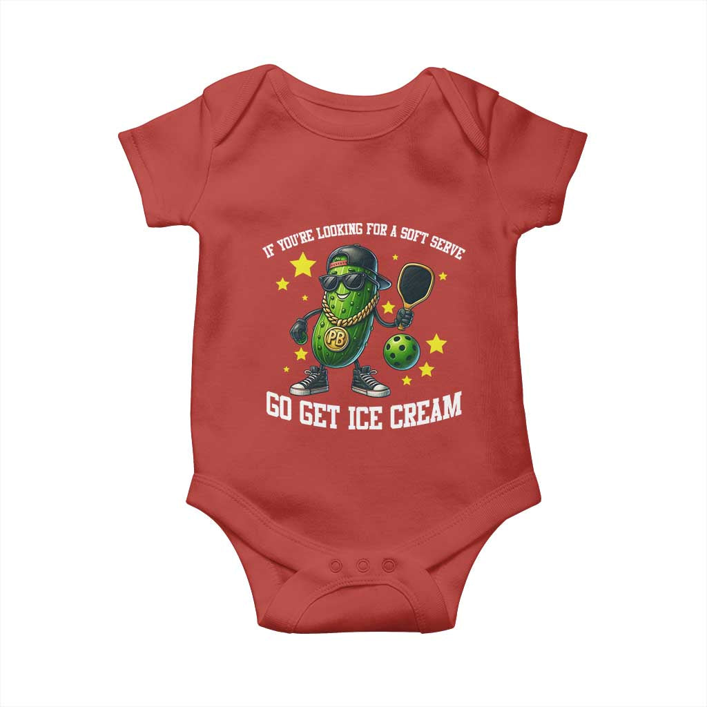 Funny Pickle Playing Pickleball Baby Onesie If You Want Soft Serve Eat Ice Cream TS12 Red Print Your Wear