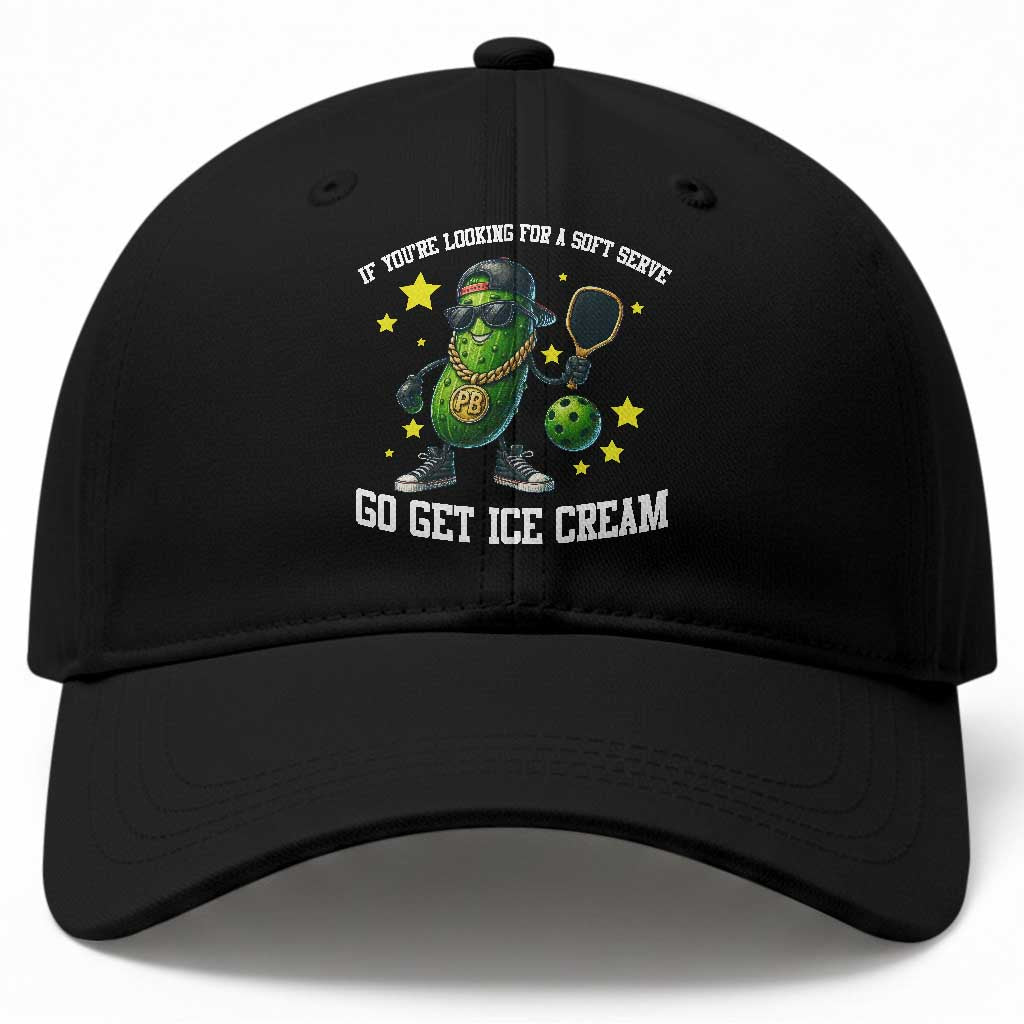 Funny Pickle Playing Pickleball Baseball Cap If You Want Soft Serve Eat Ice Cream TS12 Print Your Wear