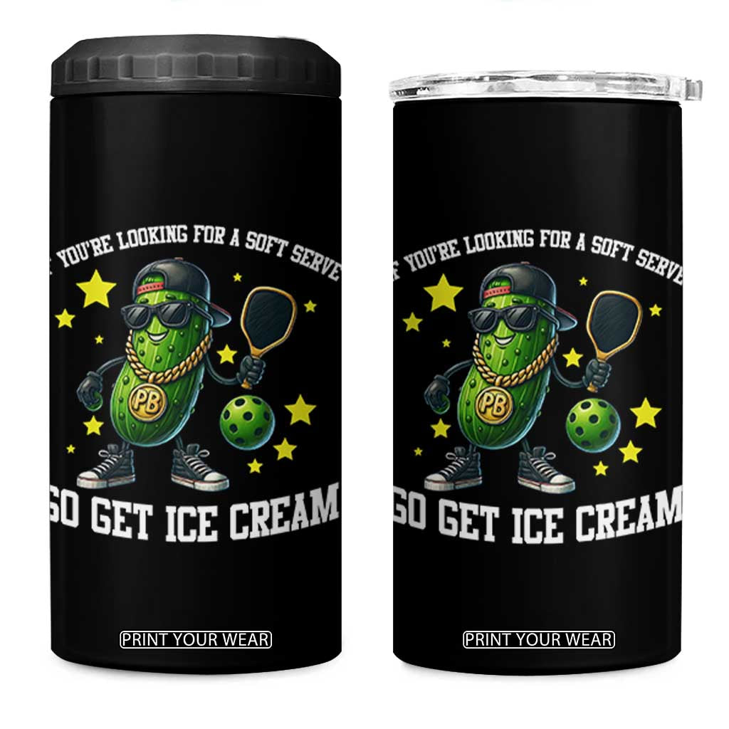 Funny Pickle Playing Pickleball 4 in 1 Can Cooler Tumbler If You Want Soft Serve Eat Ice Cream TS12 One Size: 16 oz Black Print Your Wear