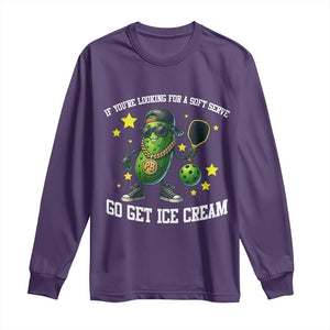 Funny Pickle Playing Pickleball Long Sleeve Shirt If You Want Soft Serve Eat Ice Cream TS12 Purple Print Your Wear