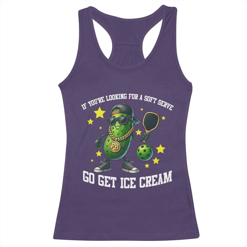 Funny Pickle Playing Pickleball Racerback Tank Top If You Want Soft Serve Eat Ice Cream TS12 Purple Print Your Wear