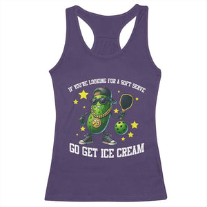 Funny Pickle Playing Pickleball Racerback Tank Top If You Want Soft Serve Eat Ice Cream TS12 Purple Print Your Wear