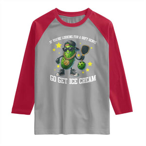 Funny Pickle Playing Pickleball Raglan Shirt If You Want Soft Serve Eat Ice Cream TS12 Sport Gray Red Print Your Wear