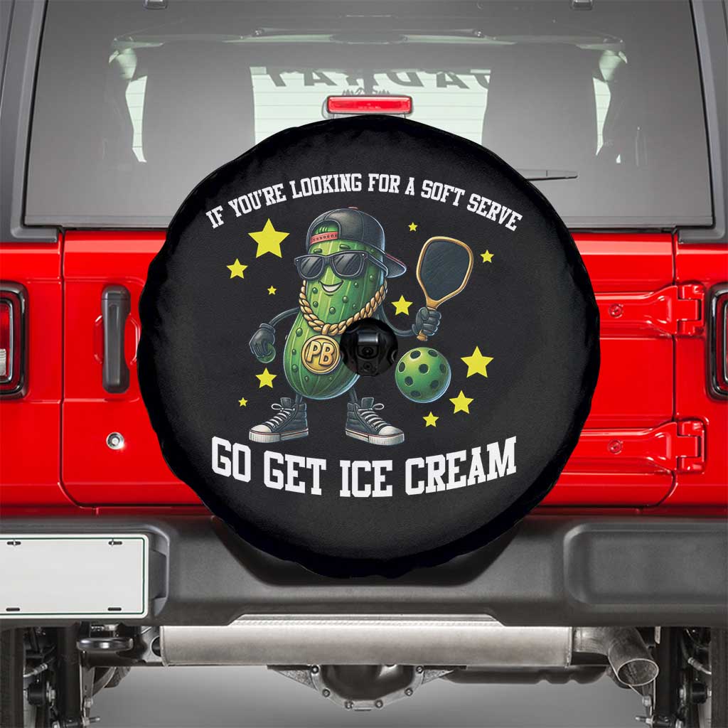 Funny Pickle Playing Pickleball Spare Tire Cover If You Want Soft Serve Eat Ice Cream TS12 Black Print Your Wear