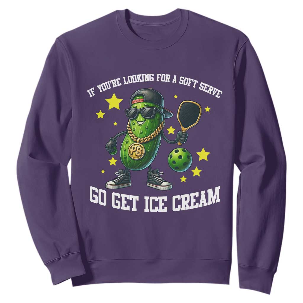 Funny Pickle Playing Pickleball Sweatshirt If You Want Soft Serve Eat Ice Cream TS12 Purple Print Your Wear