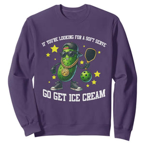 Funny Pickle Playing Pickleball Sweatshirt If You Want Soft Serve Eat Ice Cream TS12 Purple Print Your Wear