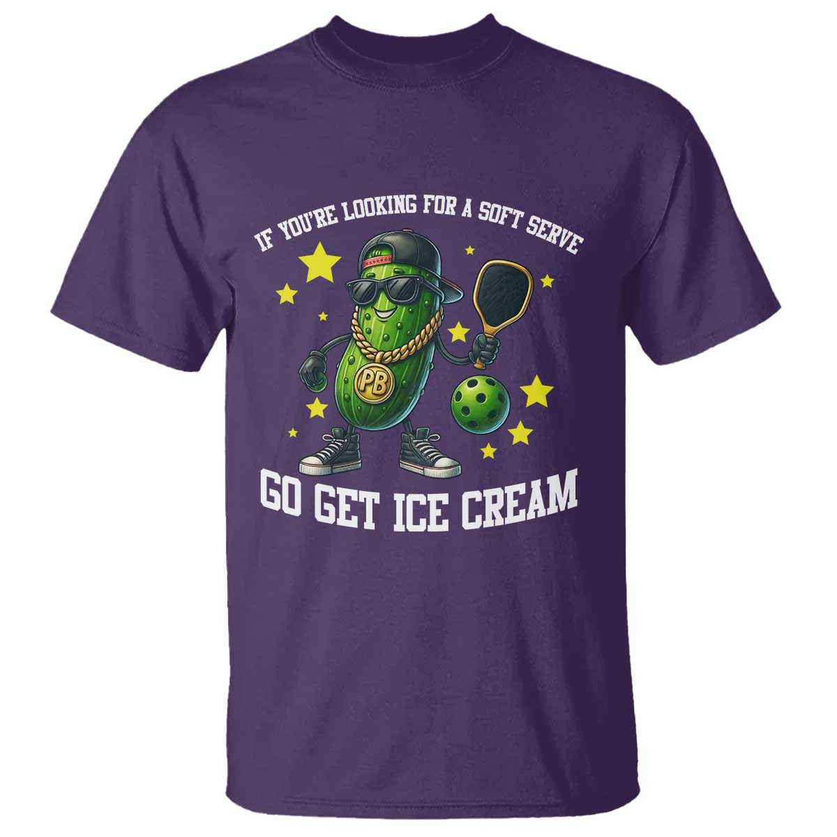 Funny Pickle Playing Pickleball T Shirt If You Want Soft Serve Eat Ice Cream TS12 Purple Print Your Wear