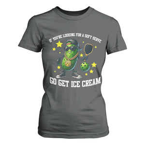 Funny Pickle Playing Pickleball T Shirt For Women If You Want Soft Serve Eat Ice Cream TS12 Dark Heather Print Your Wear