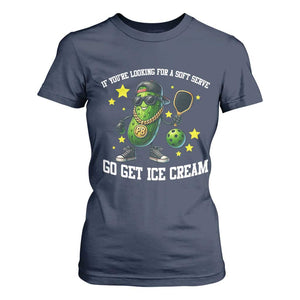Funny Pickle Playing Pickleball T Shirt For Women If You Want Soft Serve Eat Ice Cream TS12 Navy Print Your Wear
