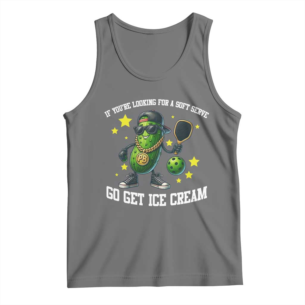 Funny Pickle Playing Pickleball Tank Top If You Want Soft Serve Eat Ice Cream TS12 Black Heather Print Your Wear