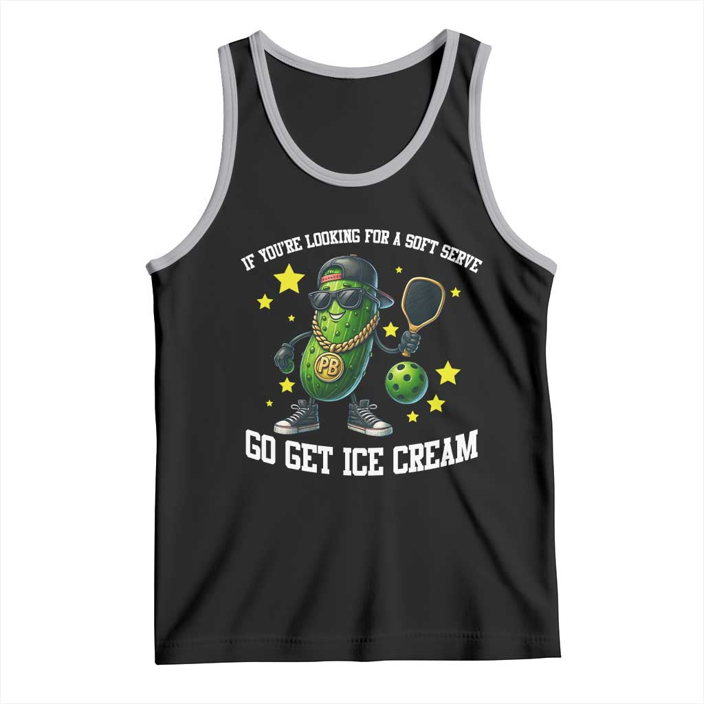 Funny Pickle Playing Pickleball Tank Top If You Want Soft Serve Eat Ice Cream TS12 Black Athletic Heather Print Your Wear