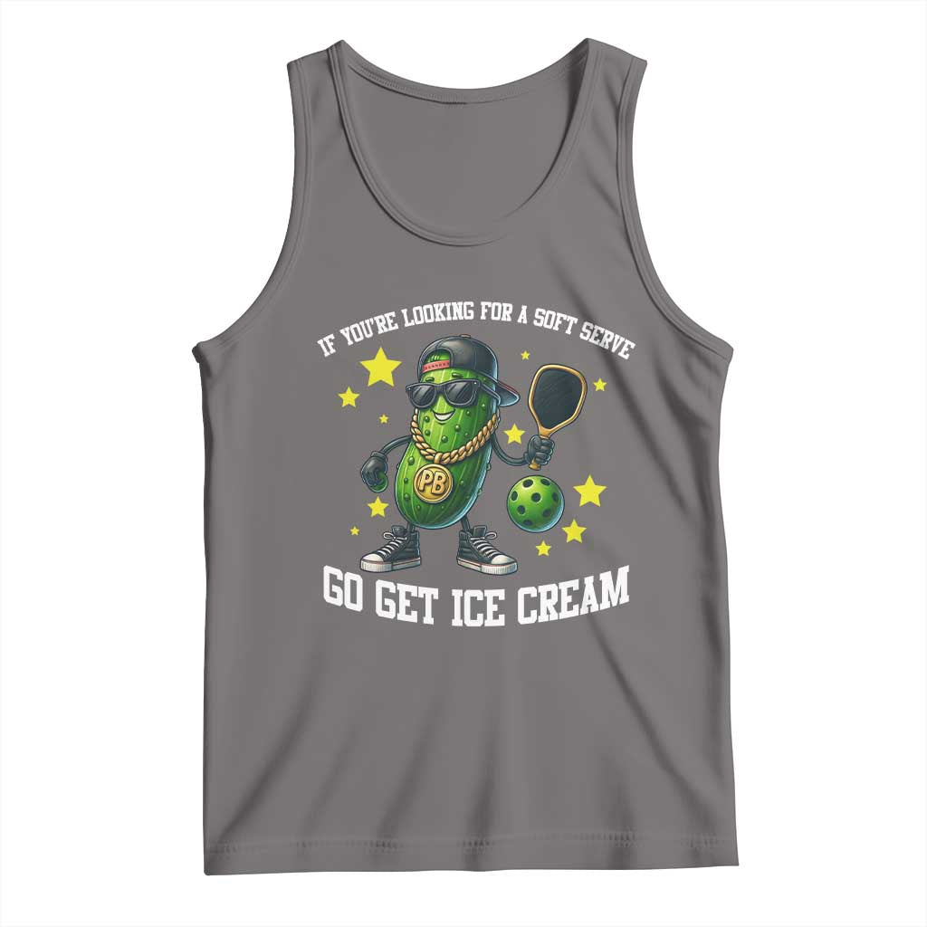 Funny Pickle Playing Pickleball Tank Top If You Want Soft Serve Eat Ice Cream TS12 Deep Heather Print Your Wear