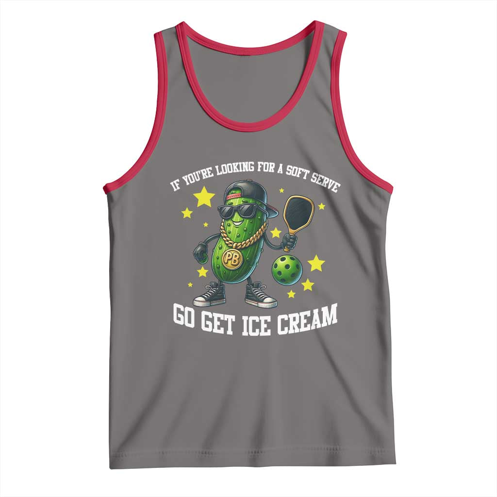 Funny Pickle Playing Pickleball Tank Top If You Want Soft Serve Eat Ice Cream TS12 Deep Heather Red Print Your Wear