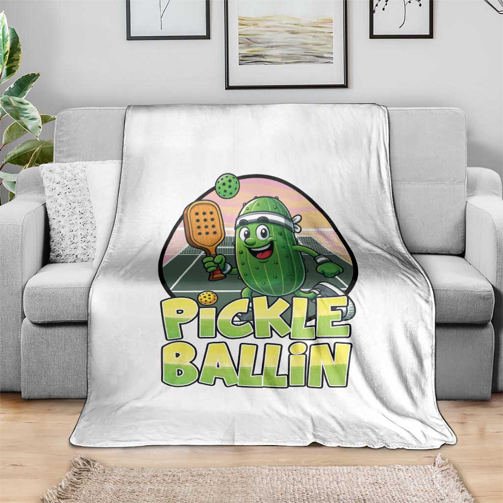 Funny Pickleball Lover Throw Blanket Pickle Ballin Quote TS12 Print Your Wear