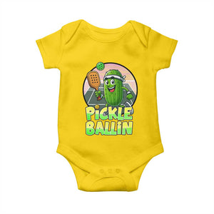 Funny Pickleball Lover Baby Onesie Pickle Ballin Quote TS12 Daisy Print Your Wear