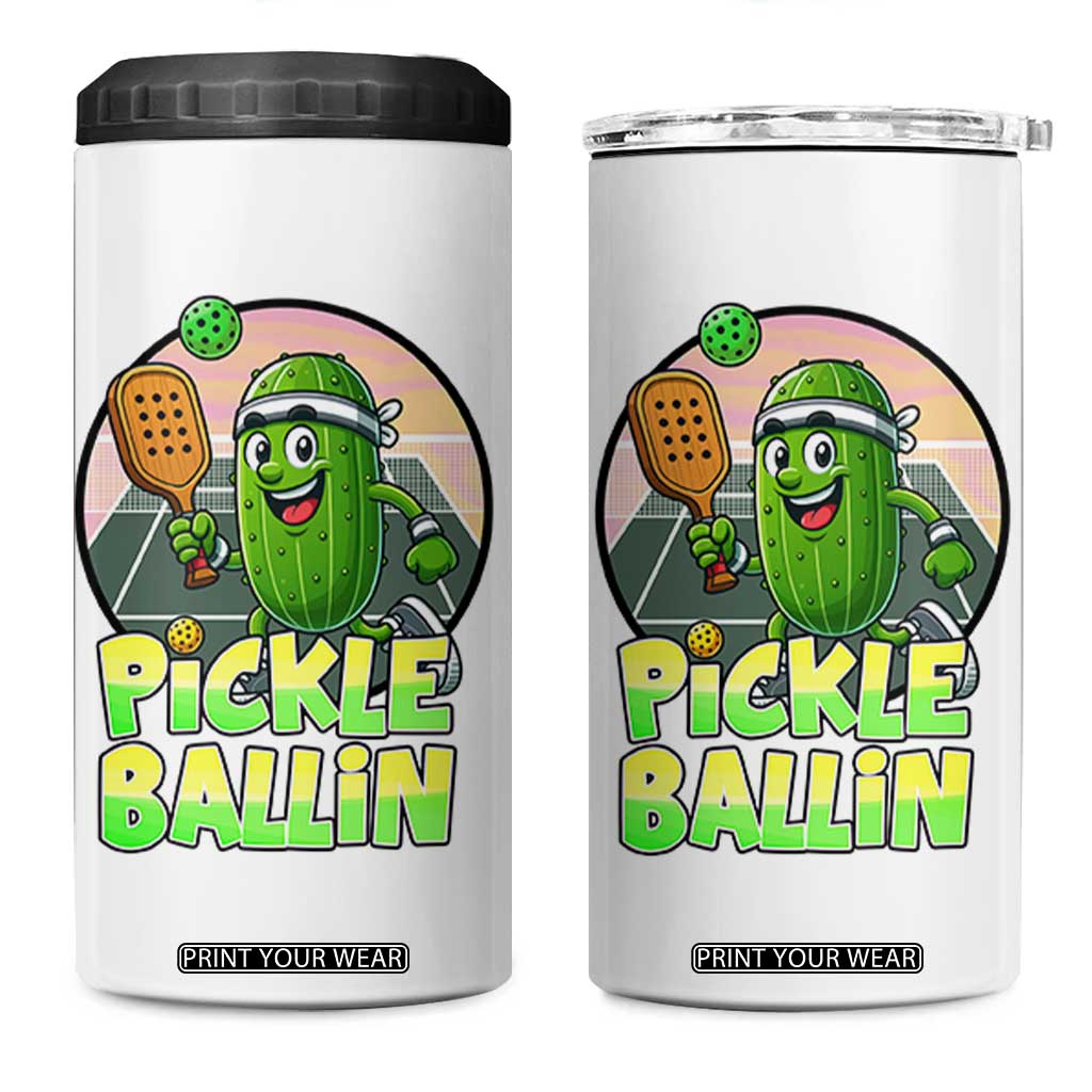 Funny Pickleball Lover 4 in 1 Can Cooler Tumbler Pickle Ballin Quote TS12 One Size: 16 oz White Print Your Wear
