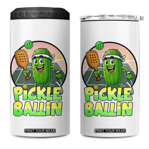 Funny Pickleball Lover 4 in 1 Can Cooler Tumbler Pickle Ballin Quote TS12 One Size: 16 oz White Print Your Wear