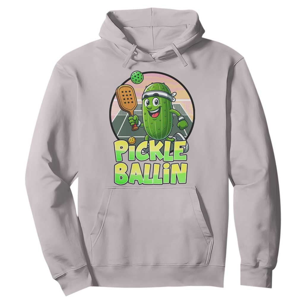 Funny Pickleball Lover Hoodie Pickle Ballin Quote TS12 Ice Gray Print Your Wear