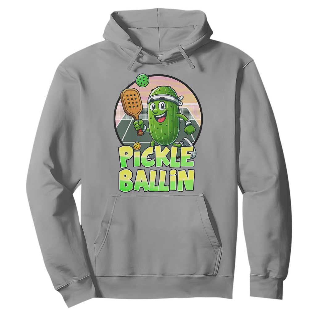 Funny Pickleball Lover Hoodie Pickle Ballin Quote TS12 Sport Gray Print Your Wear