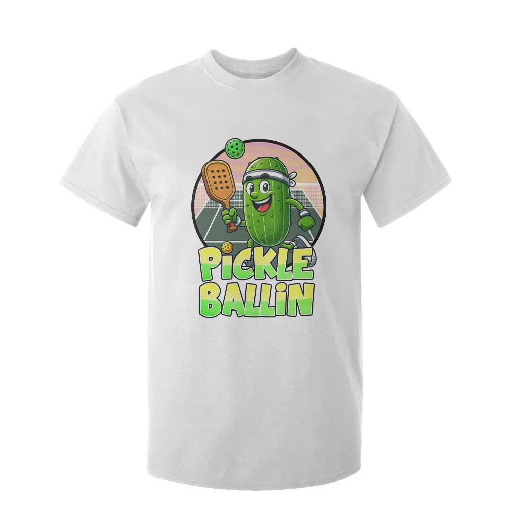 Funny Pickleball Lover T Shirt For Kid Pickle Ballin Quote TS12 White Print Your Wear