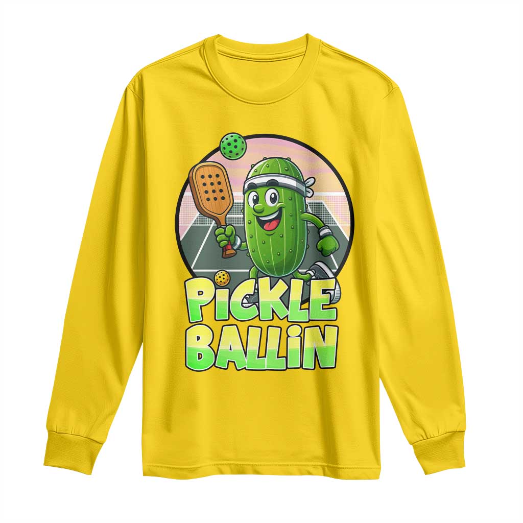 Funny Pickleball Lover Long Sleeve Shirt Pickle Ballin Quote TS12 Daisy Print Your Wear