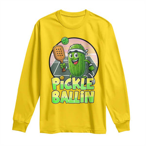 Funny Pickleball Lover Long Sleeve Shirt Pickle Ballin Quote TS12 Daisy Print Your Wear