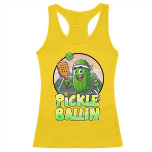 Funny Pickleball Lover Racerback Tank Top Pickle Ballin Quote TS12 Daisy Print Your Wear