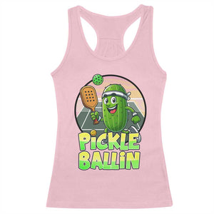 Funny Pickleball Lover Racerback Tank Top Pickle Ballin Quote TS12 Light Pink Print Your Wear