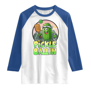 Funny Pickleball Lover Raglan Shirt Pickle Ballin Quote TS12 White Royal Print Your Wear