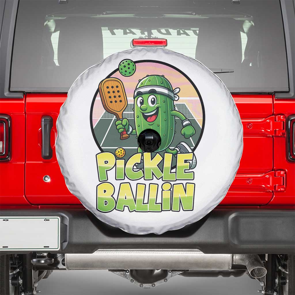 Funny Pickleball Lover Spare Tire Cover Pickle Ballin Quote TS12 White Print Your Wear