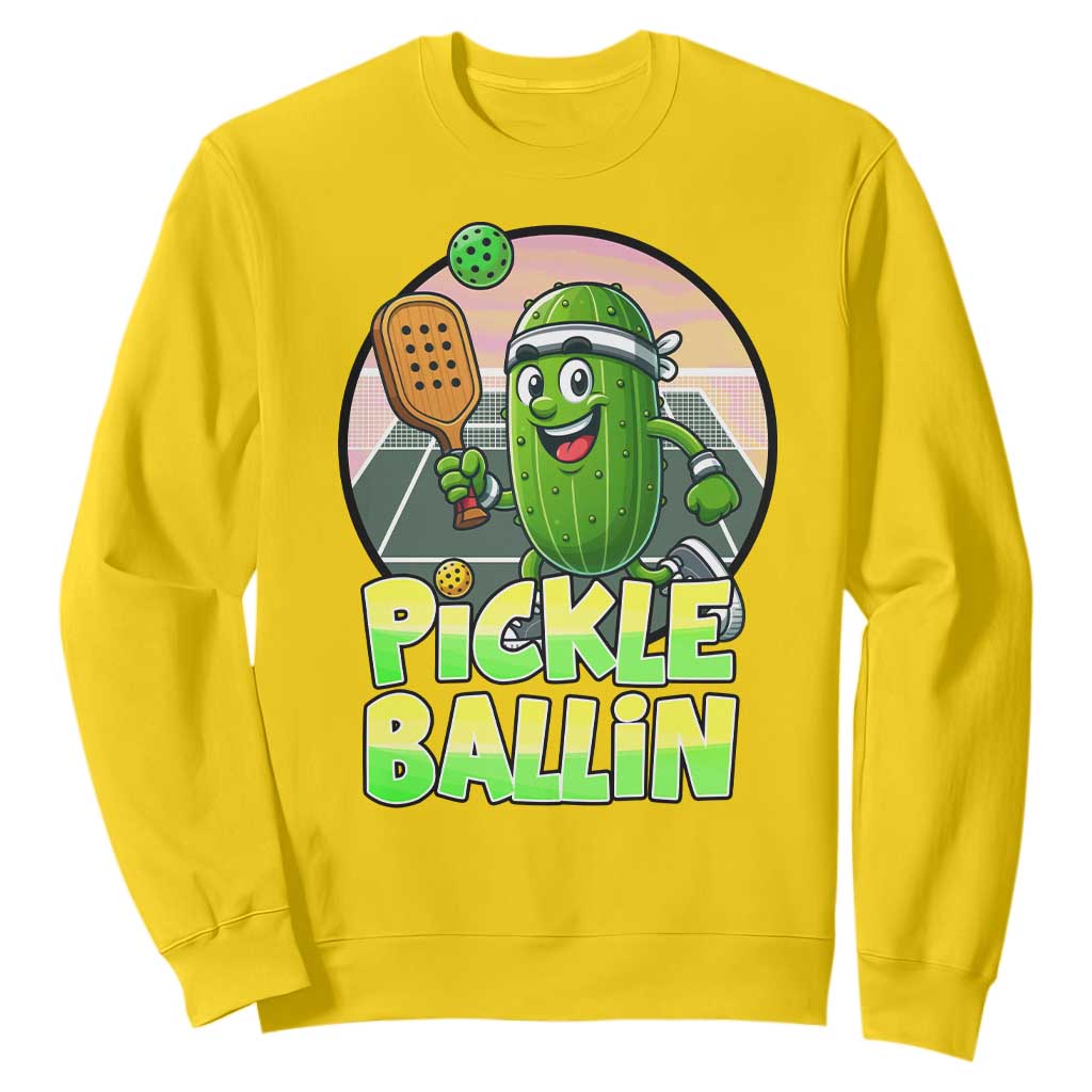 Funny Pickleball Lover Sweatshirt Pickle Ballin Quote TS12 Daisy Print Your Wear