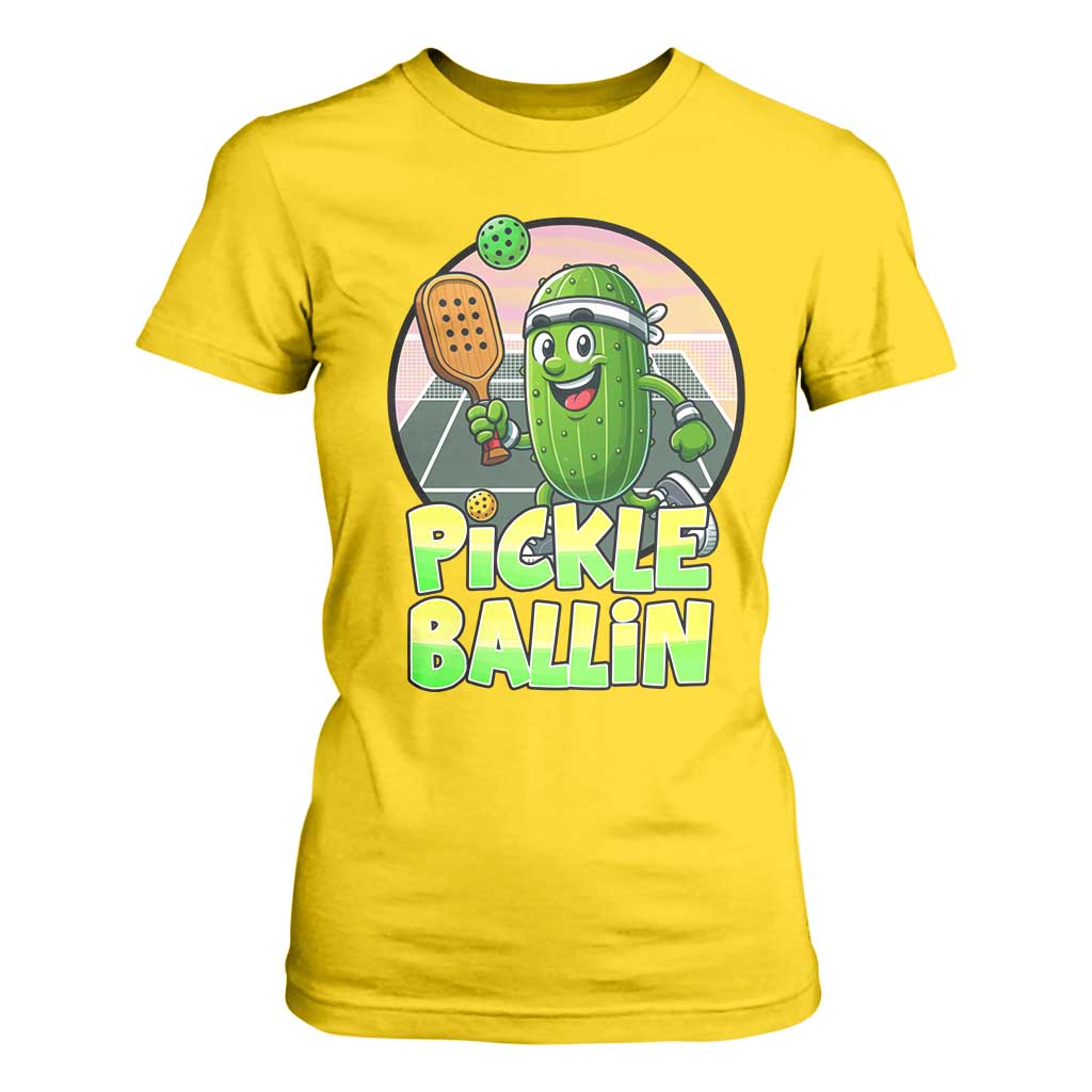 Funny Pickleball Lover T Shirt For Women Pickle Ballin Quote TS12 Daisy Print Your Wear