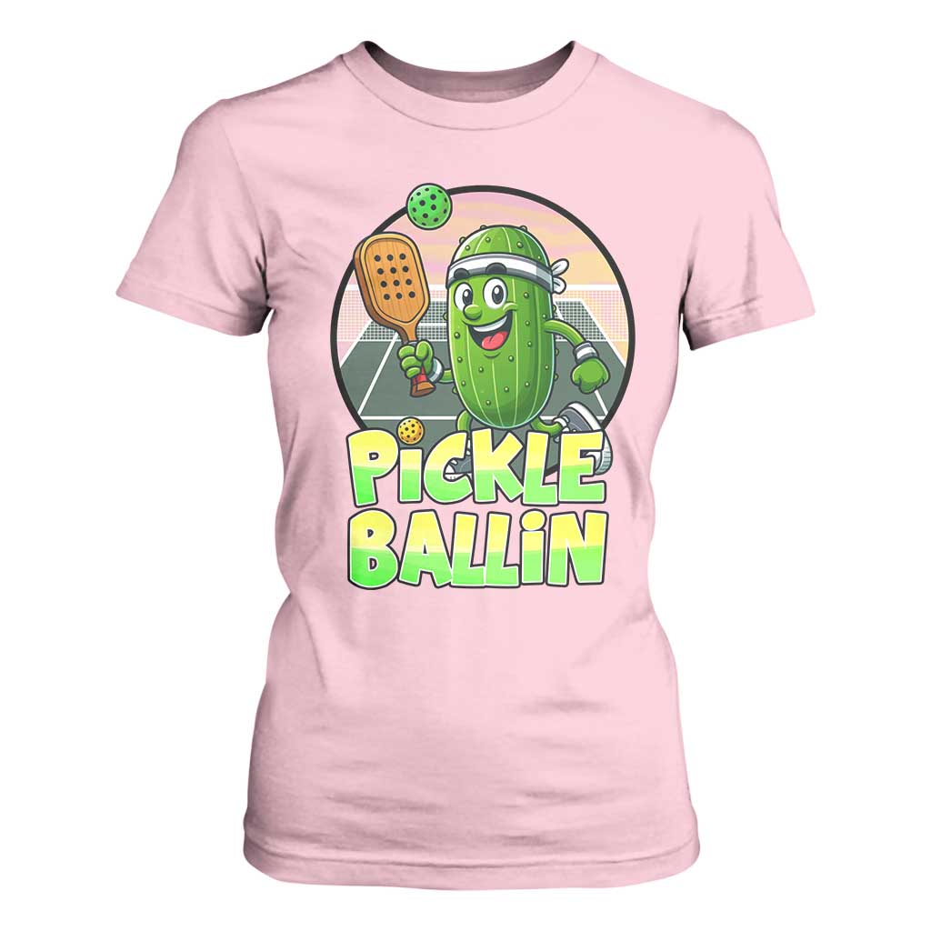 Funny Pickleball Lover T Shirt For Women Pickle Ballin Quote TS12 Light Pink Print Your Wear