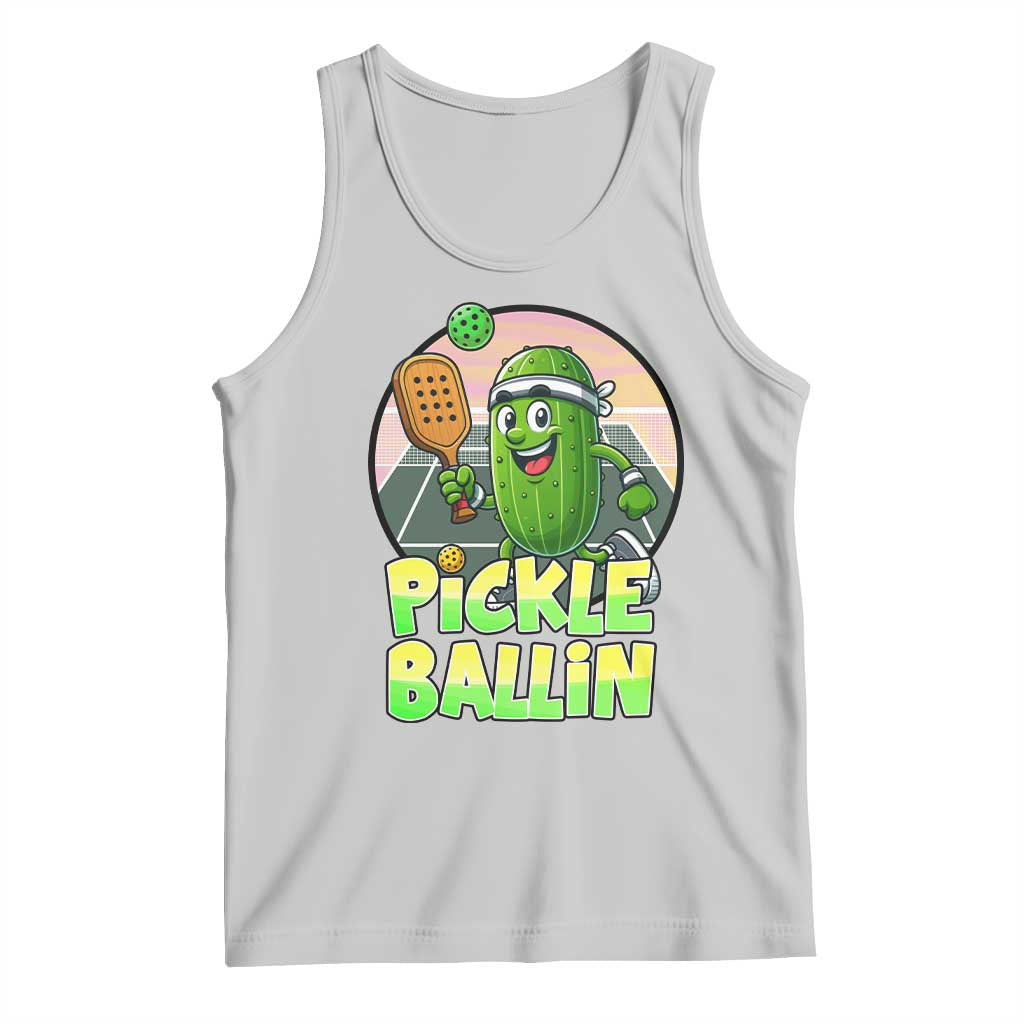 Funny Pickleball Lover Tank Top Pickle Ballin Quote TS12 Ash Print Your Wear