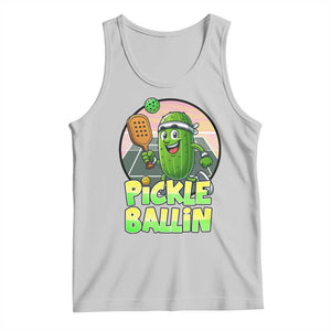 Funny Pickleball Lover Tank Top Pickle Ballin Quote TS12 Ash Print Your Wear