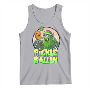Funny Pickleball Lover Tank Top Pickle Ballin Quote TS12 Athletic Heather Print Your Wear