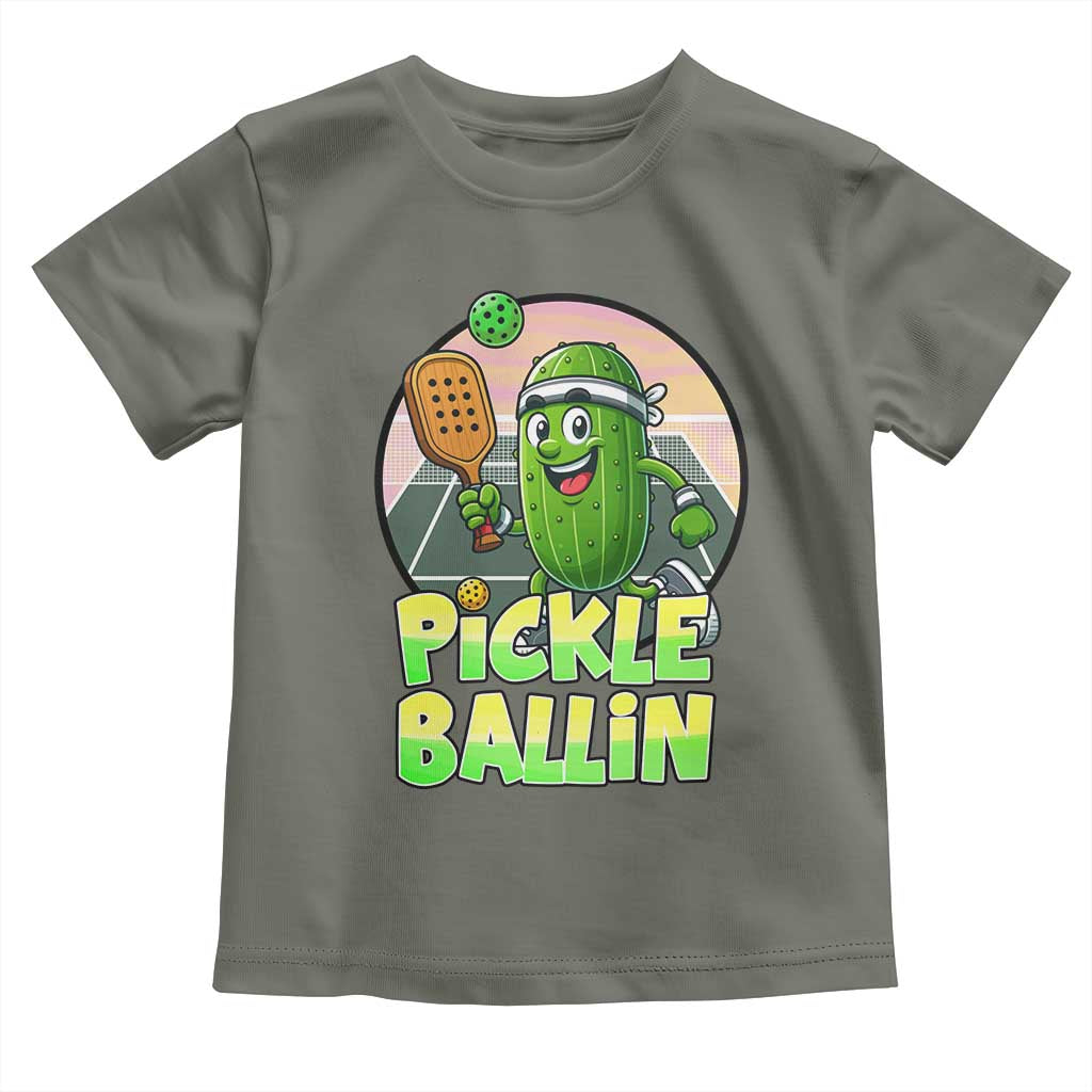 Funny Pickleball Lover Toddler T Shirt Pickle Ballin Quote TS12 Military Green Print Your Wear