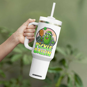 Funny Pickleball Lover Tumbler With Handle Pickle Ballin Quote TS12 Print Your Wear
