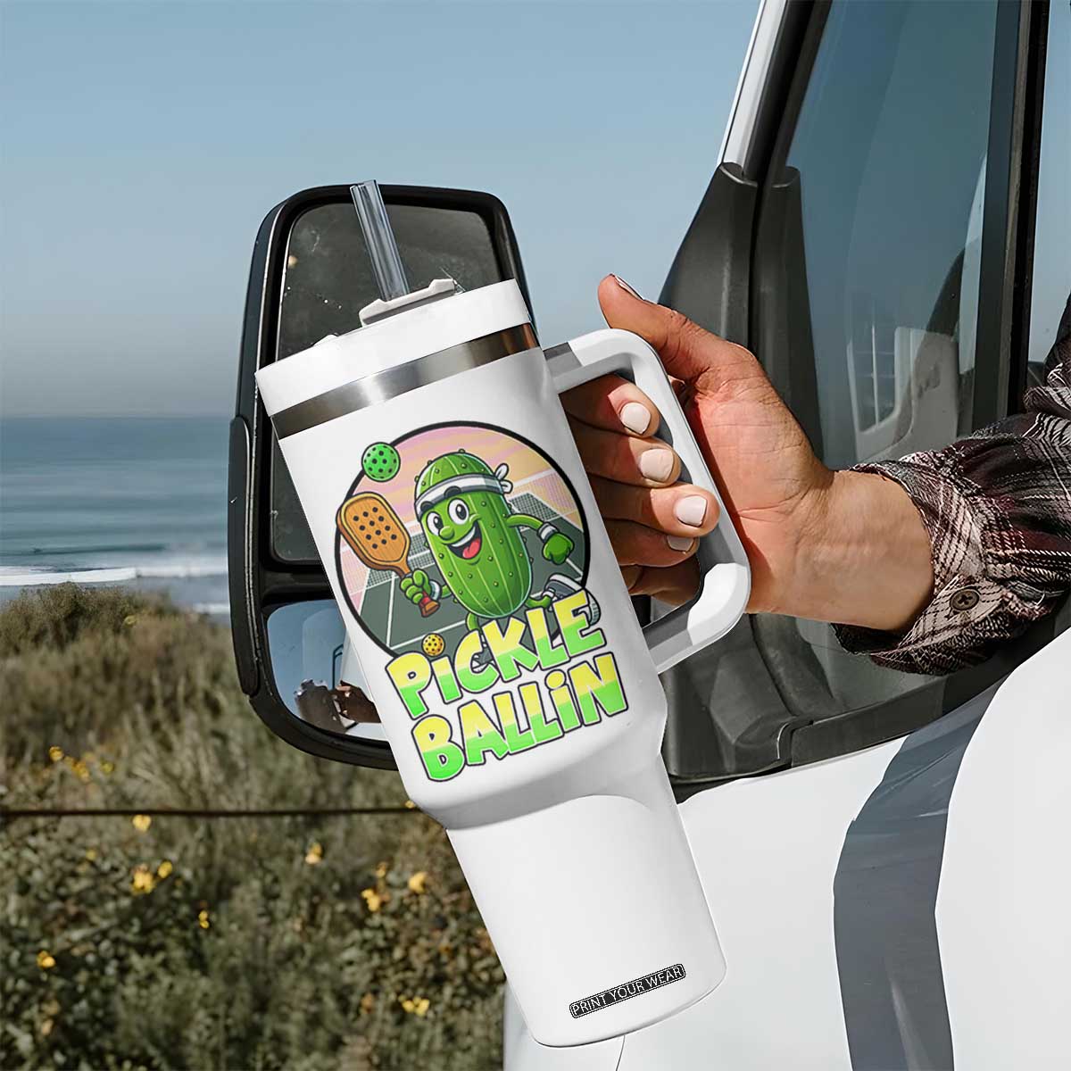Funny Pickleball Lover Tumbler With Handle Pickle Ballin Quote TS12 Print Your Wear