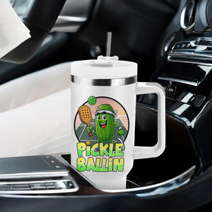 Funny Pickleball Lover Tumbler With Handle Pickle Ballin Quote TS12 Print Your Wear