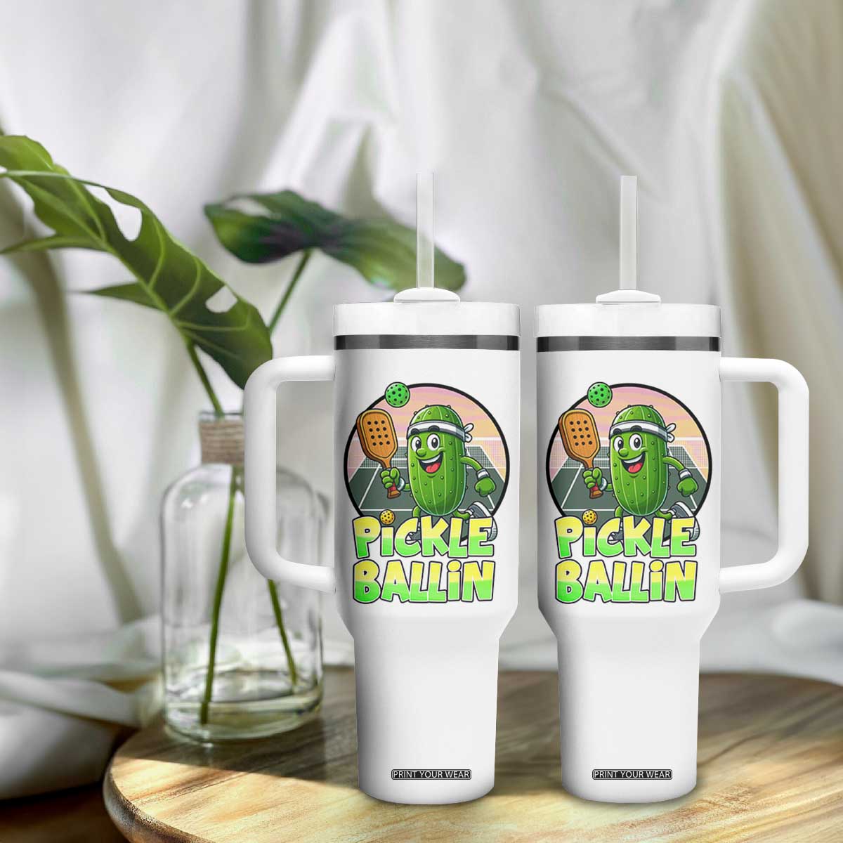 Funny Pickleball Lover Tumbler With Handle Pickle Ballin Quote TS12 Print Your Wear