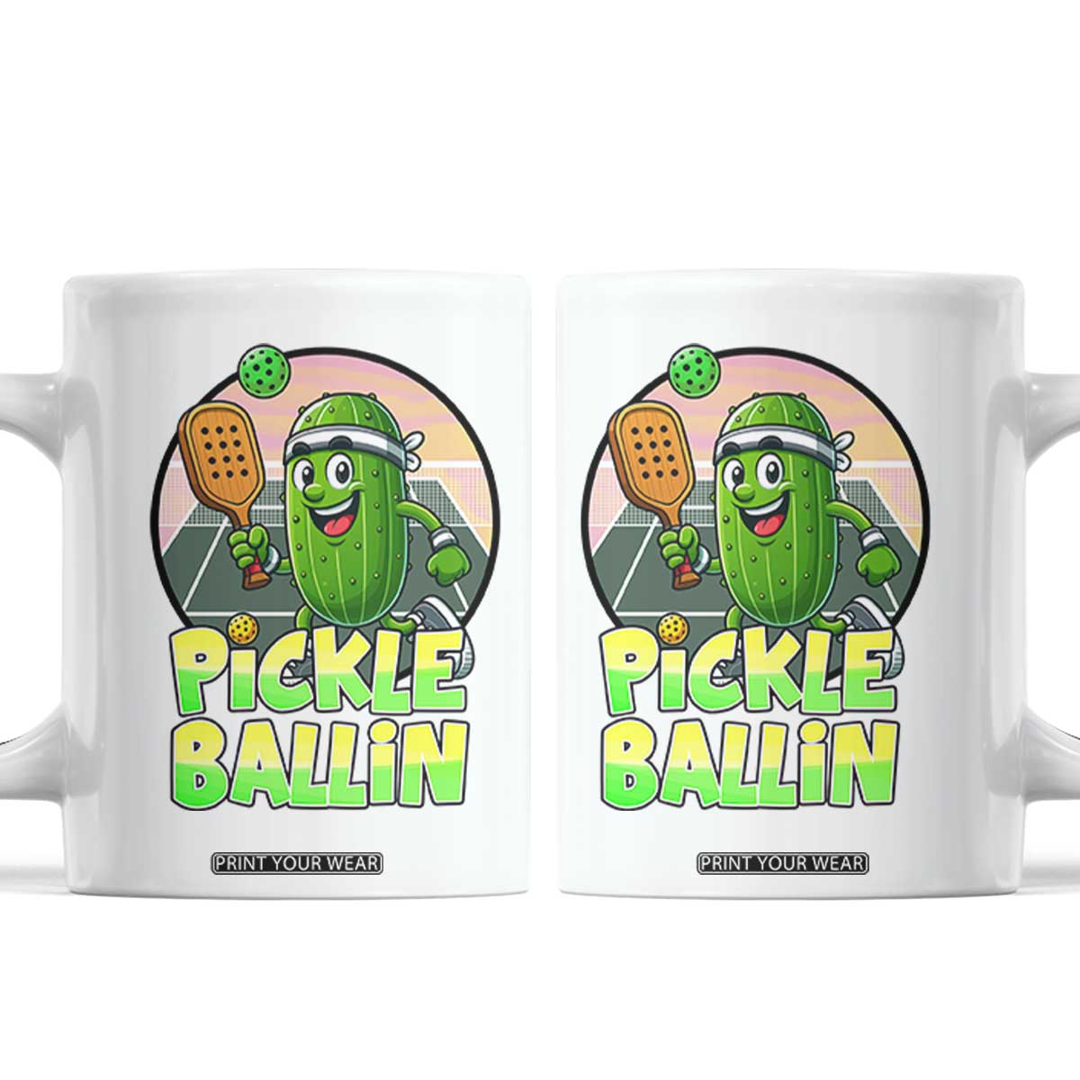 Funny Pickleball Lover Coffee Mug Pickle Ballin Quote TS12 White Print Your Wear