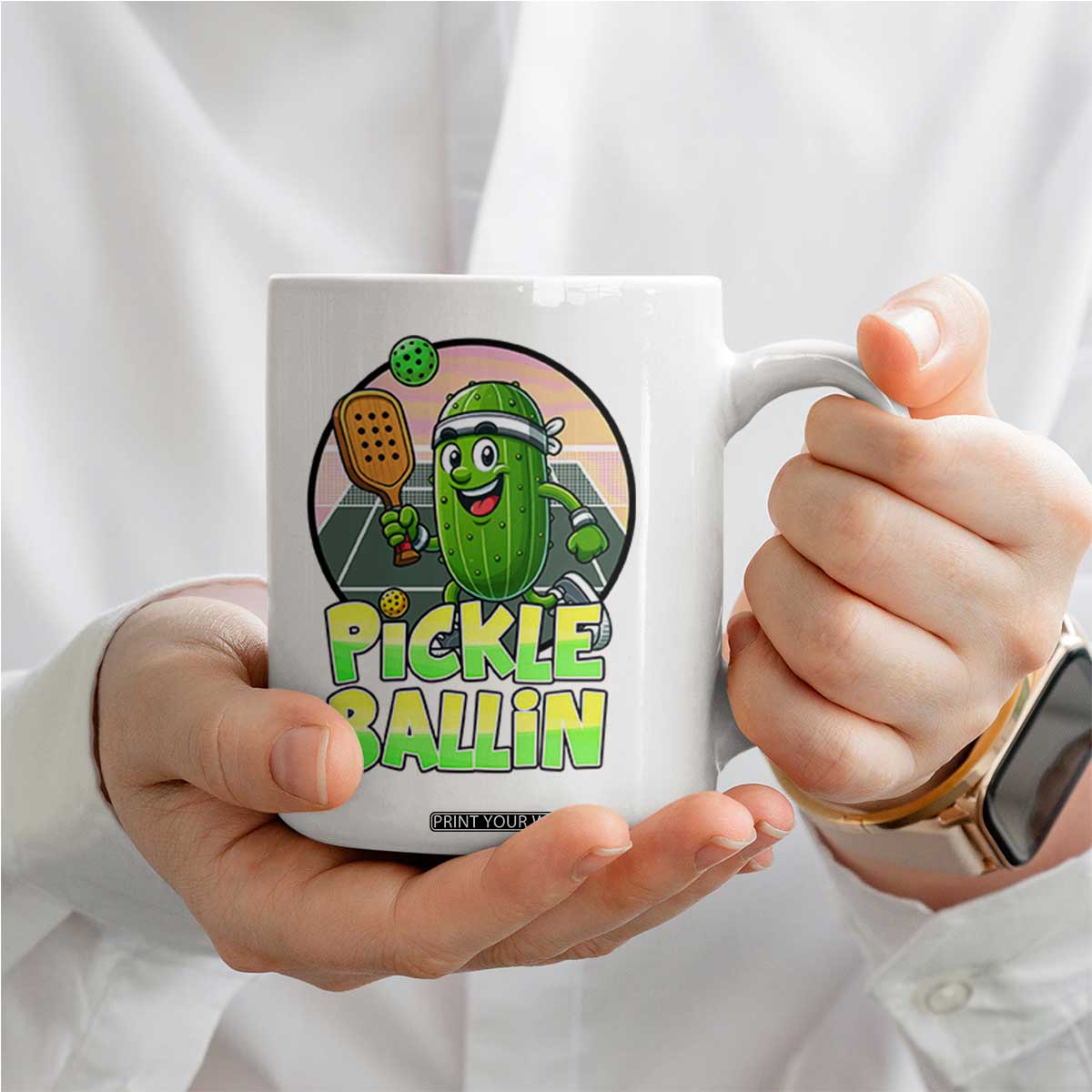 Funny Pickleball Lover Coffee Mug Pickle Ballin Quote TS12 Print Your Wear