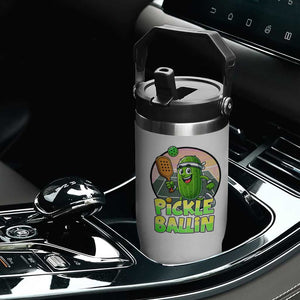 Funny Pickleball Lover Flip Straw Tumbler Pickle Ballin Quote TS12 Print Your Wear