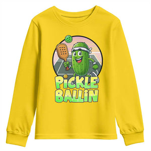 Funny Pickleball Lover Youth Sweatshirt Pickle Ballin Quote TS12 Daisy Print Your Wear